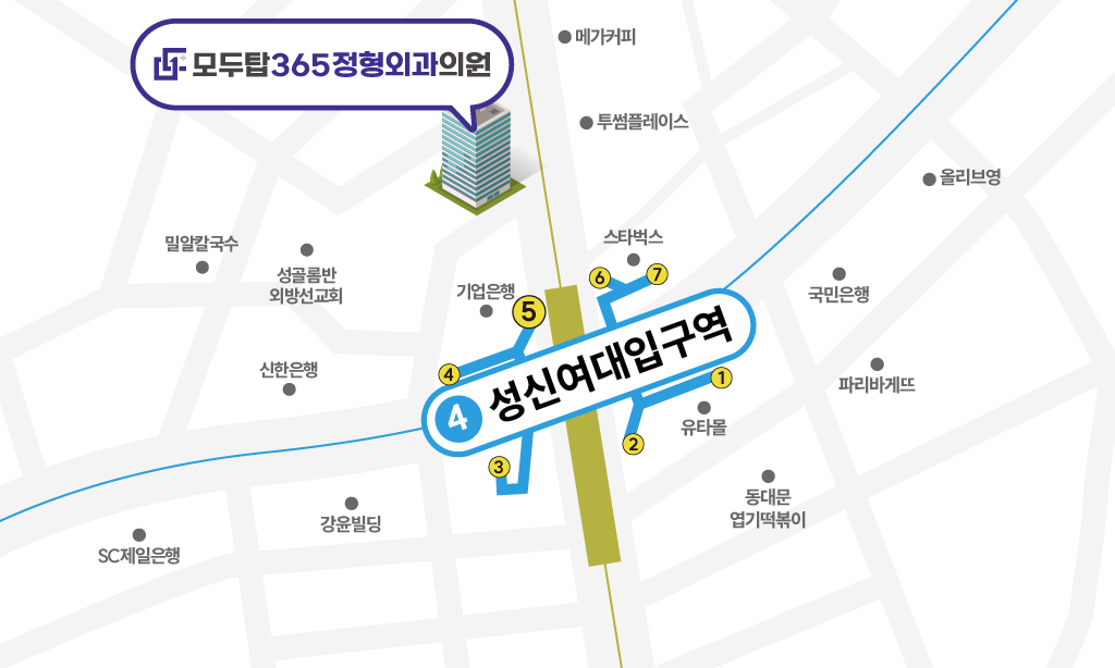 모두탑365정형외과의원 성신여대입구역점 오시는길 지도
